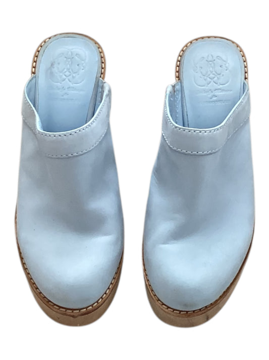 Antonio Melani x Kimberly Whitman Camilla Sky Blue Leather Clogs
