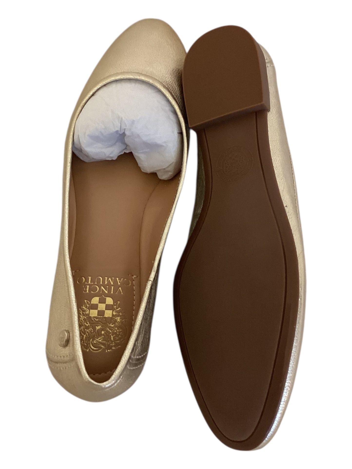 Vince Camuto Minndy Flat Light Gold – Women’s Size 8.5, Elegant Metallic Ballet Flat