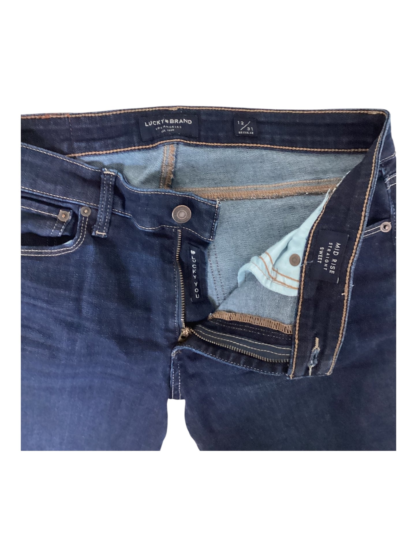 Lucky Brand Mid Rise Straight Sweet Jeans Size 12/31 Regular Dark Blue