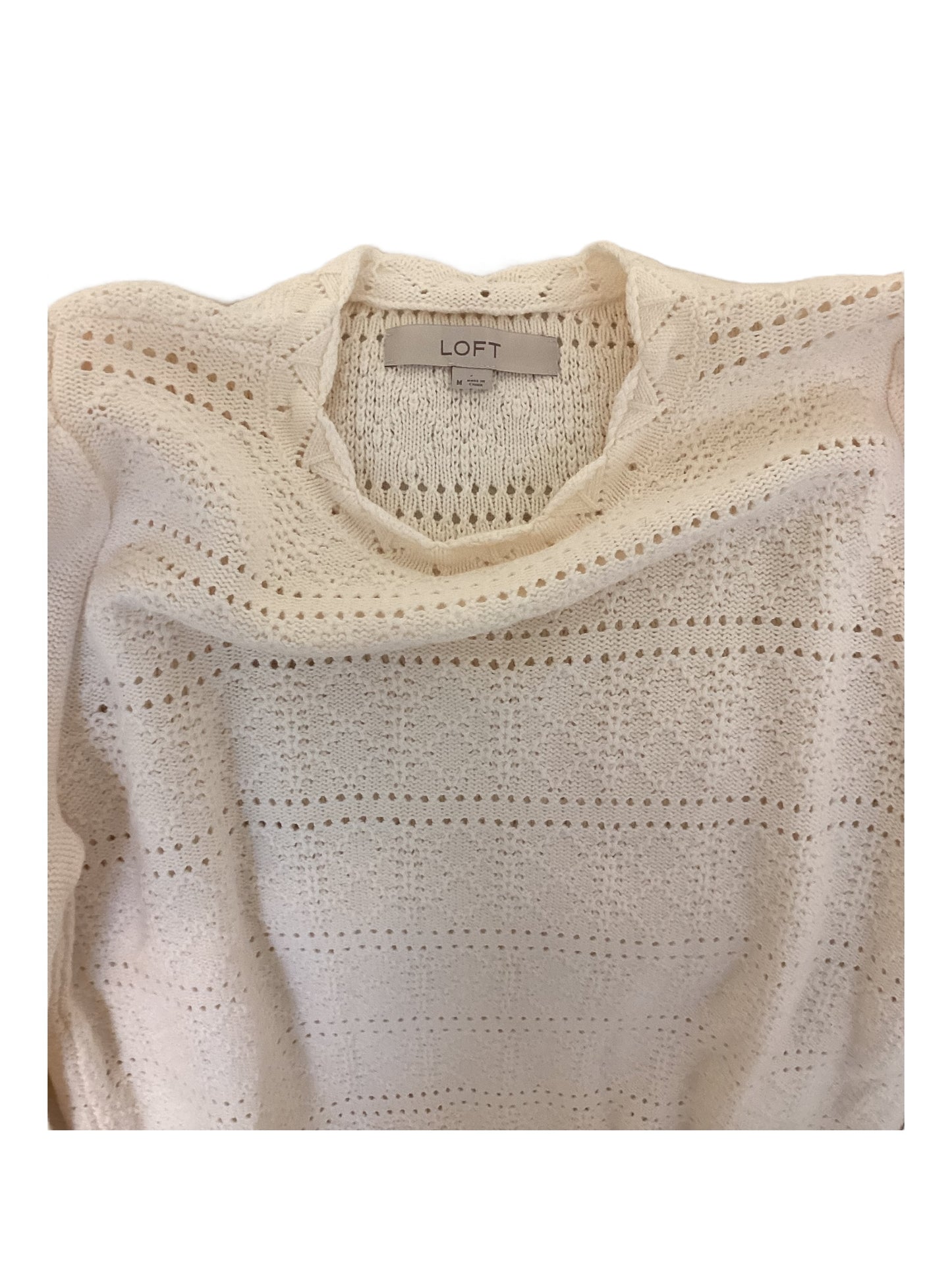 Loft Cream Pointelle Sweater Size Medium