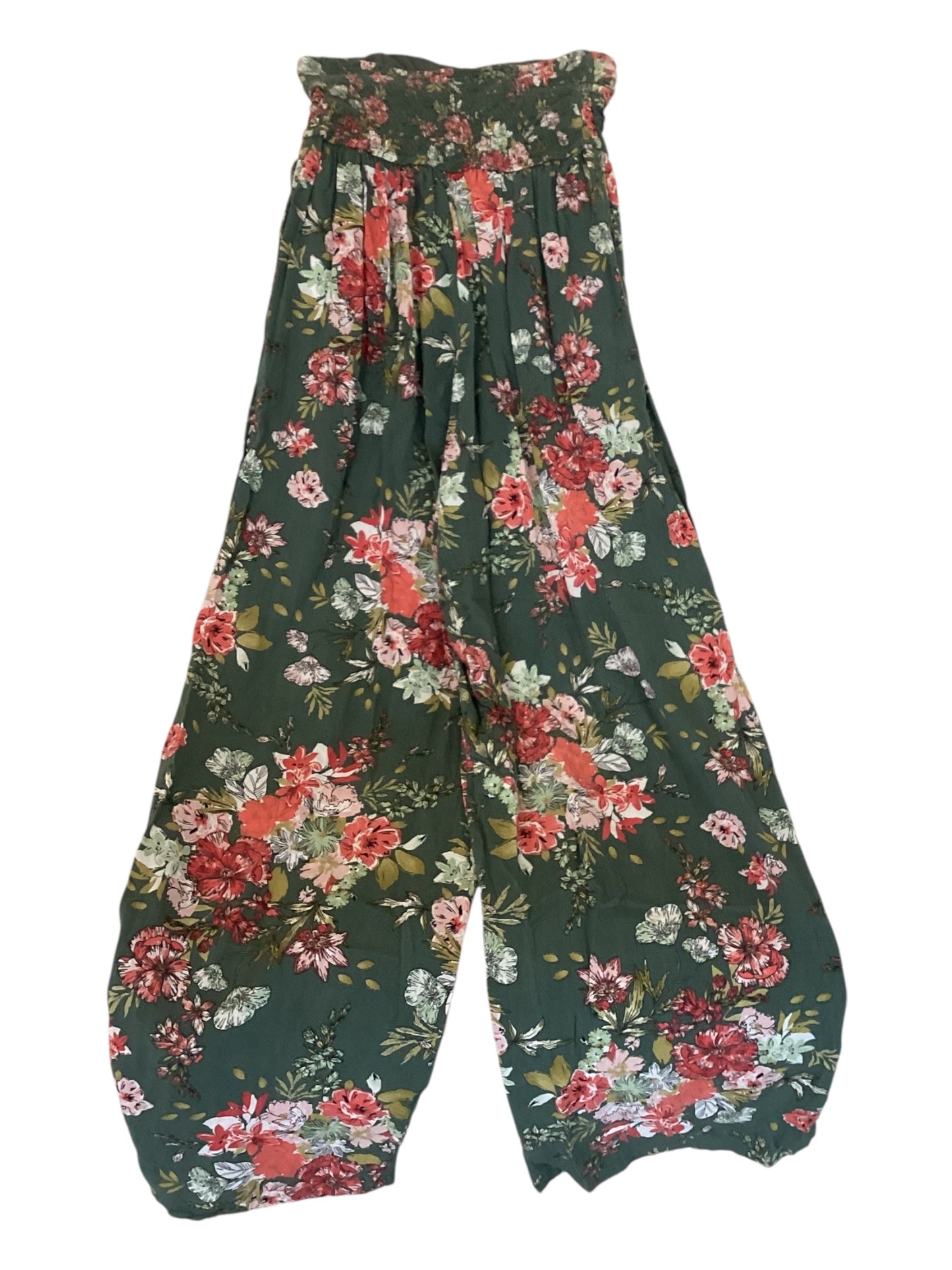 Band Of Gypsies Sage Floral Strapless Jumpsuit Size S