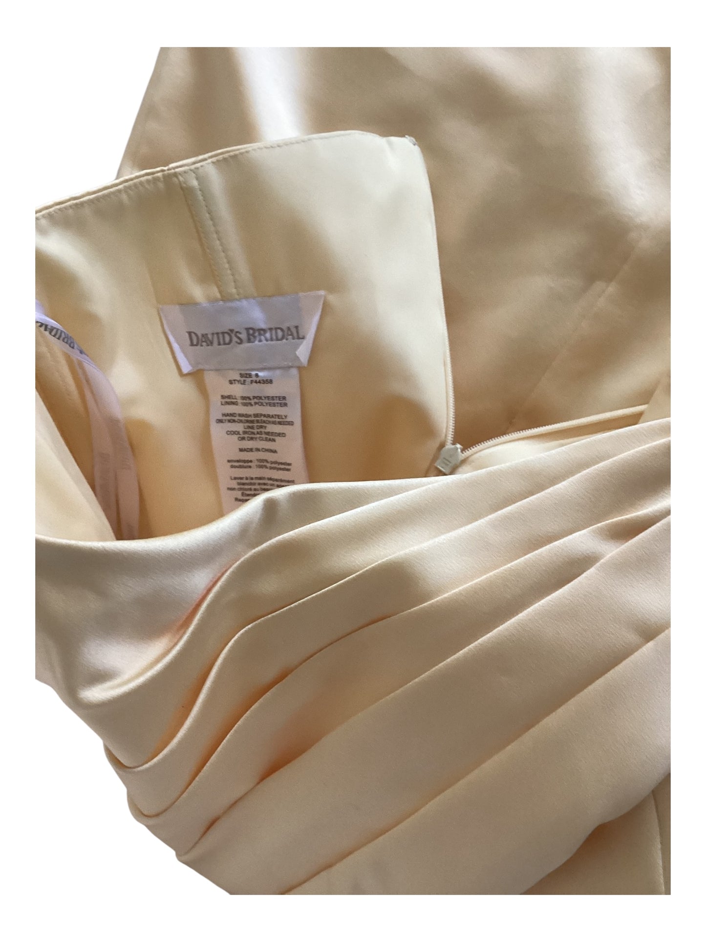 David’s Bridal one Shoulder Satin Dress With Pleated Bodice Size 8 Canary Yellow