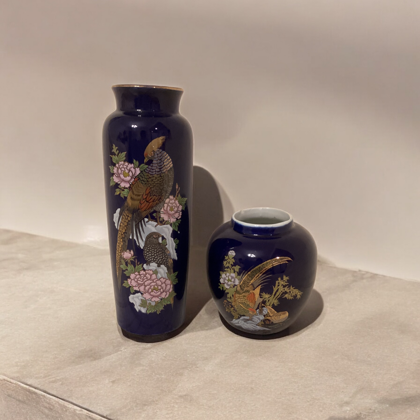 Vintage Porcelain 4” Ginger Jar & Vase Set